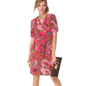 Lilly Pulitzer Adalie Pink Paisley Printed Knit Wrap Mini Dress - M